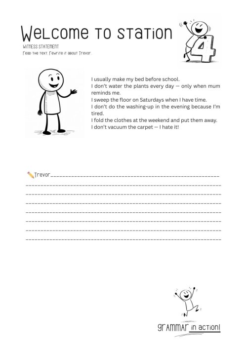 stacje dydaktyczne - Present Simple - household chores