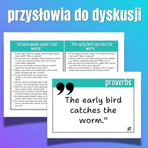 przysłowia + karty z pytaniami